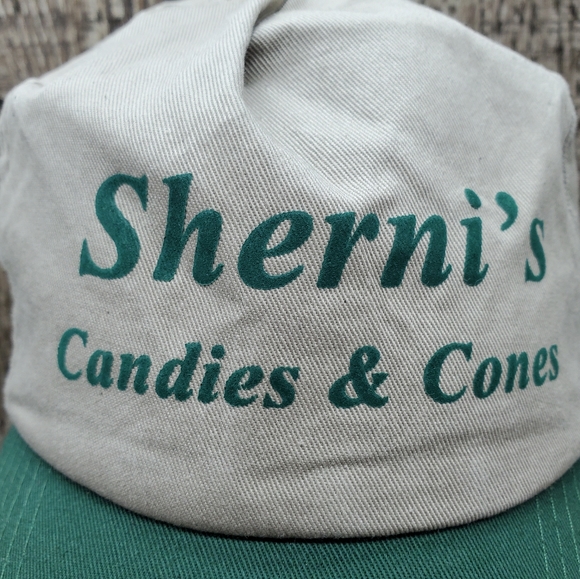 Sherni's Candies & Cones Beige & Green Snapback Baseball Hat Cap One Size - Picture 2 of 7